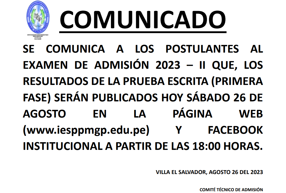 Comunicado Admisión 2023-II