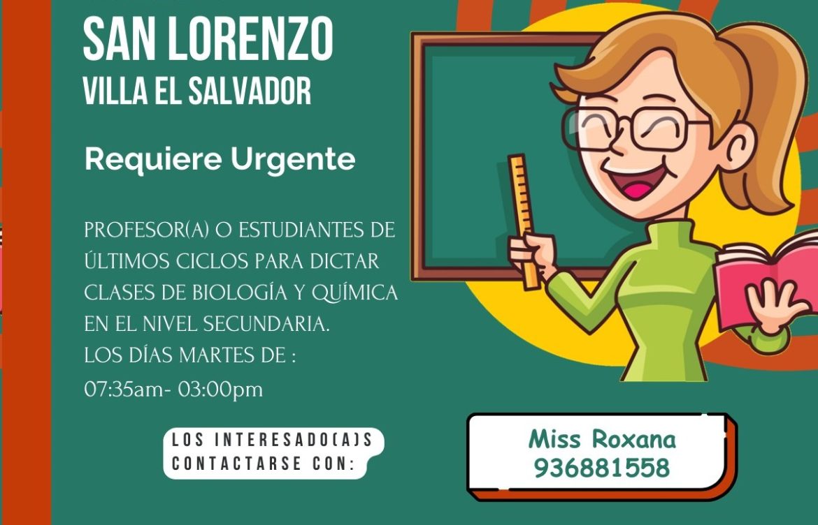 Se requiere Urgente – Colegio San Lorenzo VES