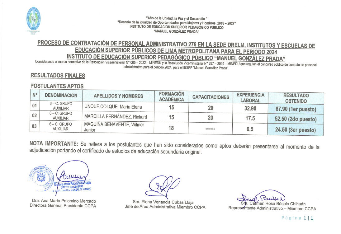 Proceso Contratación Personal Administrativo