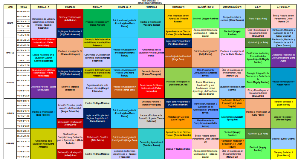 HORARIOS mañana y tarde 2024 – II