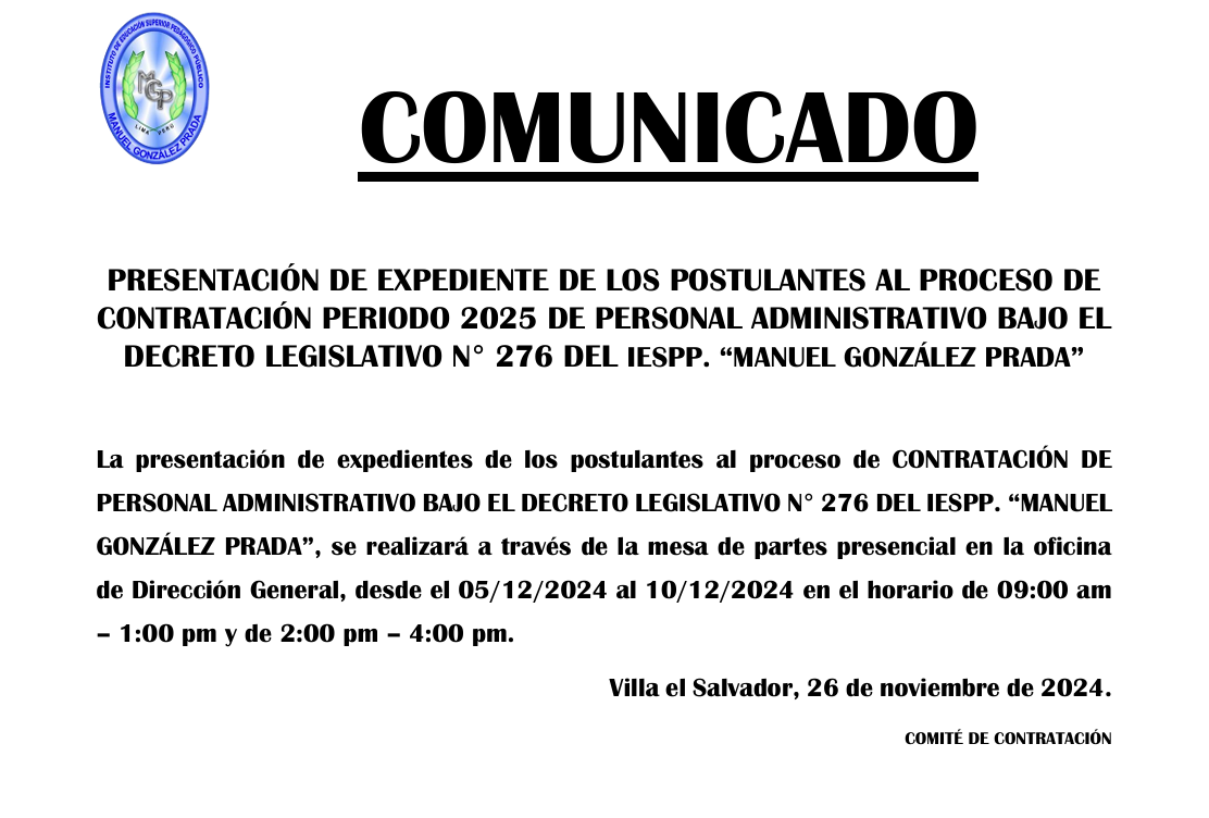 COMUNICADO PRESENTACION DE EXPEDIENTES