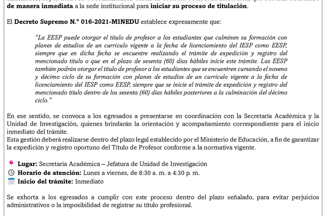 Convocatoria para el Inicio del Proceso de Titulación – Egresados 2024 y Anteriores
